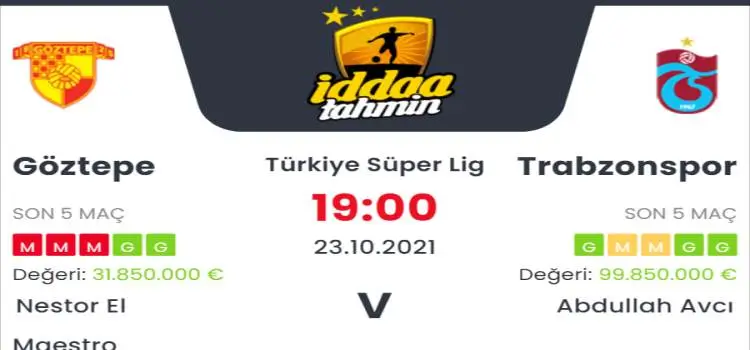 Göztepe Trabzonspor İddaa Maç Tahmini 23 Ekim 2021