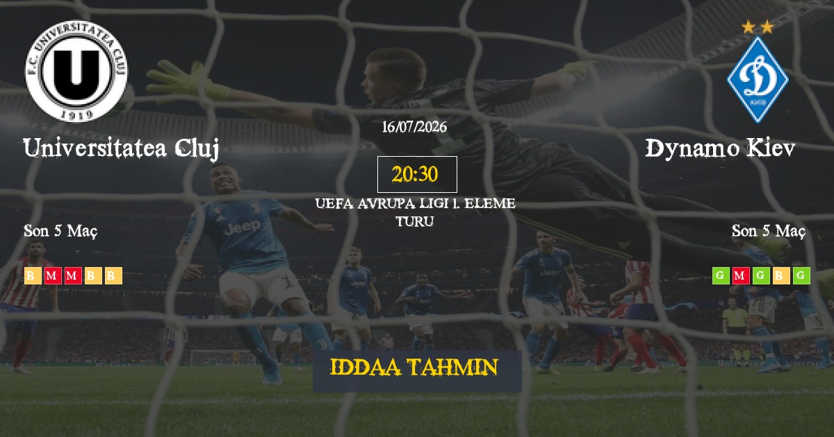 Universitatea Cluj Dynamo Kiev İddaa Maç Tahmini 16 Temmuz 2026