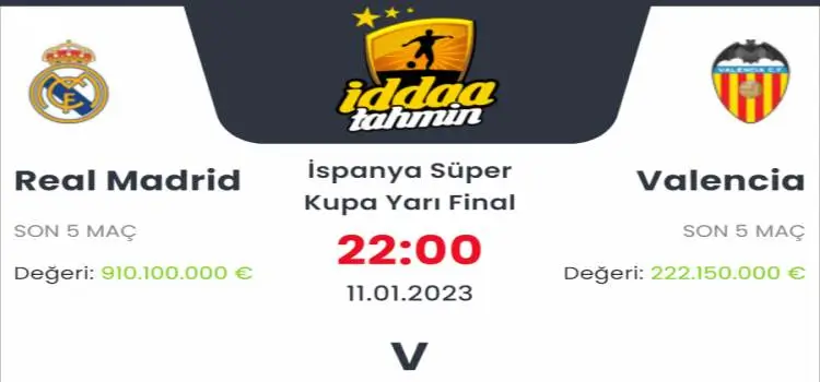 Real Madrid Valencia İddaa Maç Tahmini 11 Ocak 2023