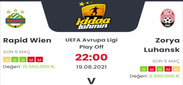 Rapid Wien Zorya Luhansk İddaa Maç Tahmini 19 Ağustos 2021