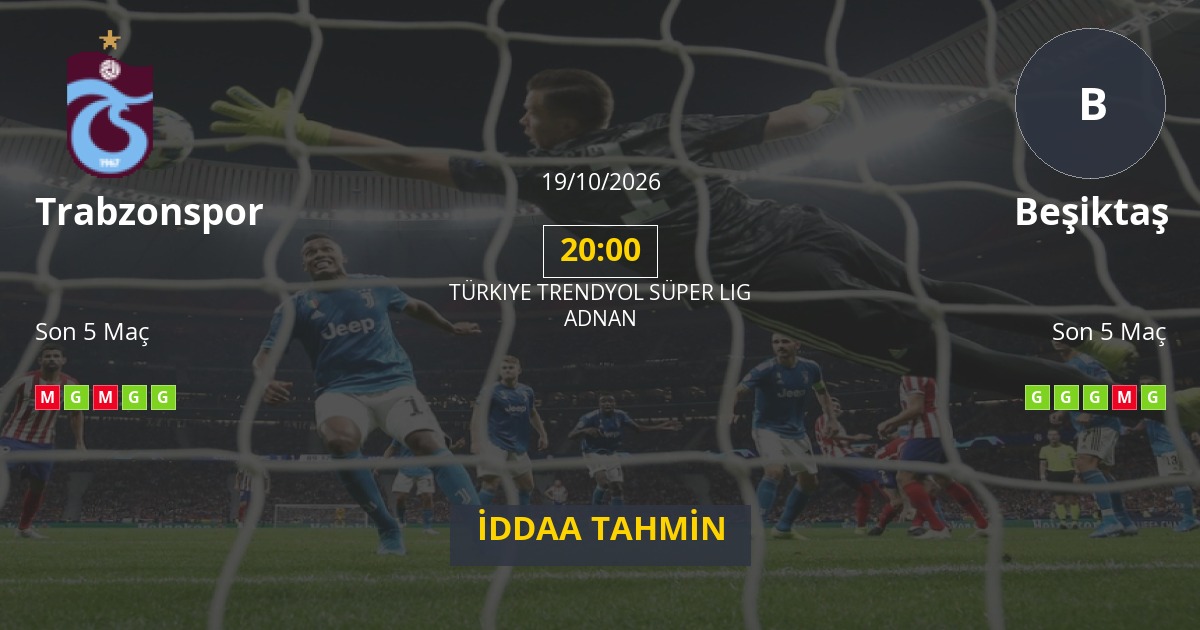 Trabzonspor Beşiktaş İddaa Maç Tahmini 19 Ekim 2026