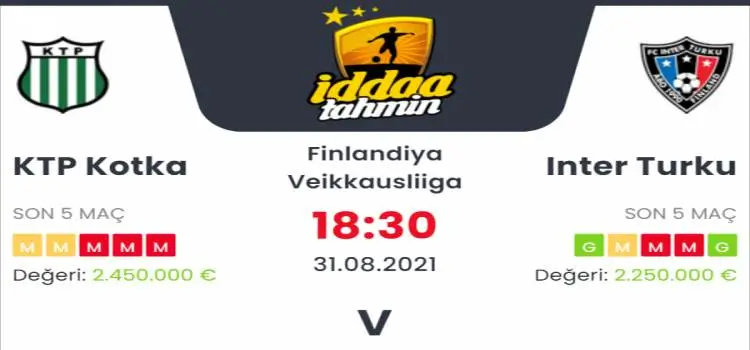 Kotka Inter Turku İddaa Maç Tahmini 31 Ağustos 2021