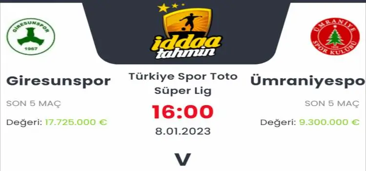 Giresunspor Ümraniyespor İddaa Maç Tahmini 8 Ocak 2023