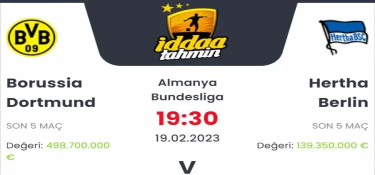 Borussia Dortmund Hertha Berlin İddaa Maç Tahmini 19 Şubat 2023