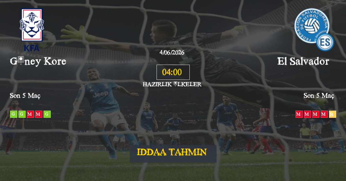 Güney Kore El Salvador İddaa Maç Tahmini 04 Haziran 2026
