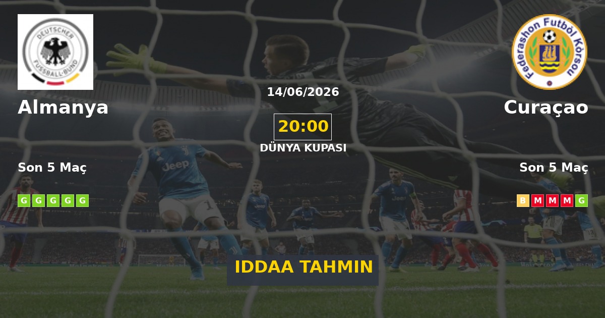 Almanya Curaçao İddaa Maç Tahmini 14 Haziran 2026