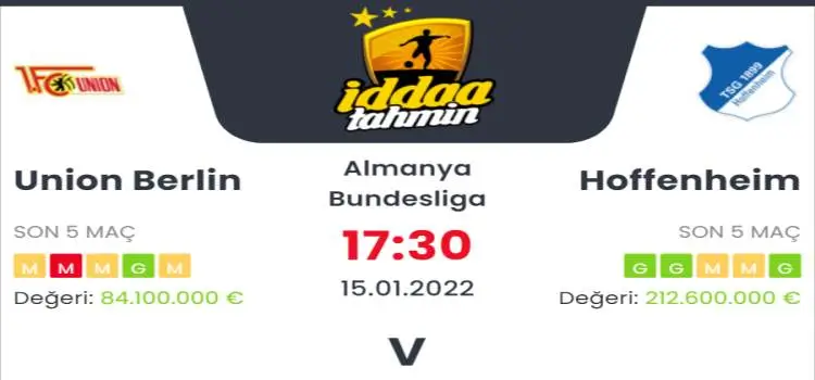 Union Berlin Hoffenheim İddaa Maç Tahmini 15 Ocak 2022