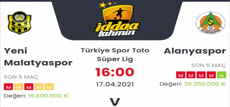 Yeni Malatyaspor Alanyaspor İddaa Maç Tahmini 17 Nisan 2021