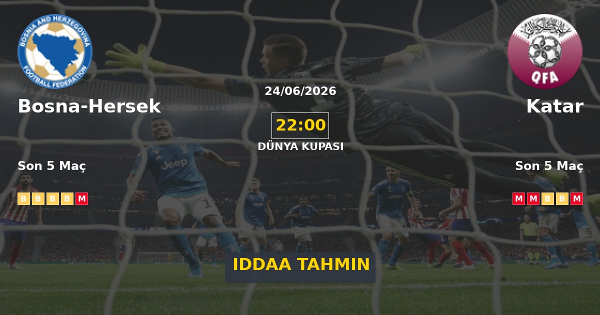 Bosna-Hersek Katar İddaa Maç Tahmini 24 Haziran 2026