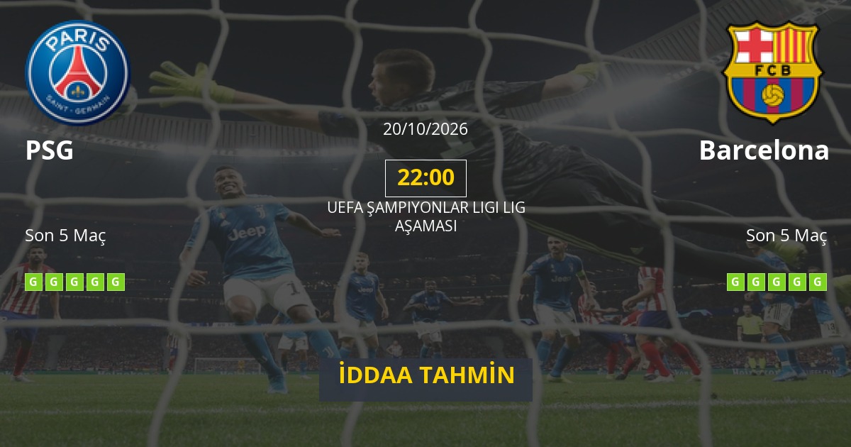 PSG Barcelona İddaa Maç Tahmini 20 Ekim 2026