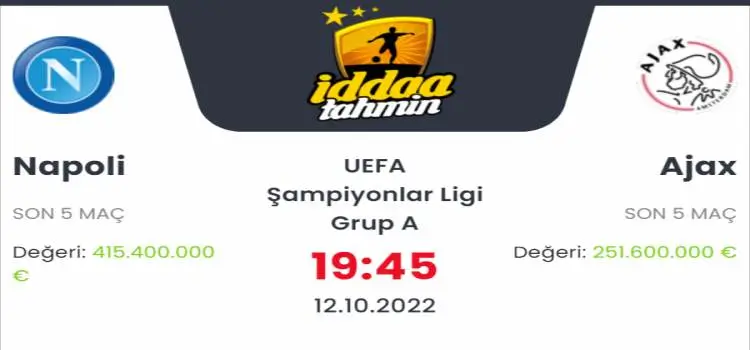 Napoli Ajax İddaa Maç Tahmini 12 Ekim 2022