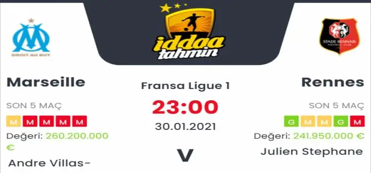 Marsilya Rennes Maç Tahmini ve İddaa Tahminleri : 30 Ocak 2021