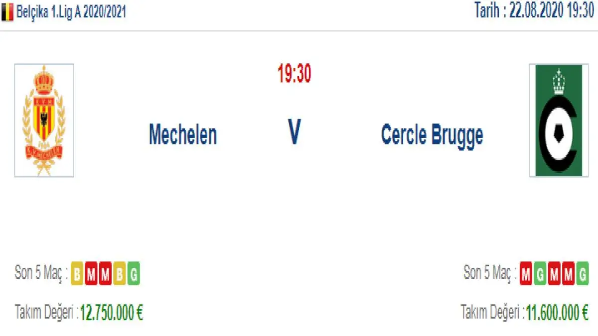 Mechelen Cercle Brugge İddaa ve Maç Tahmini 22 Ağustos 2020