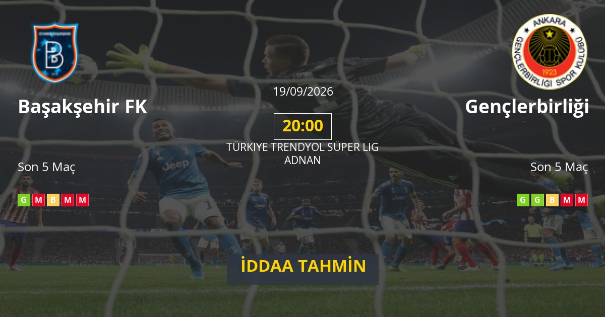 Başakşehir FK Gençlerbirliği İddaa Maç Tahmini 19 Eylül 2026