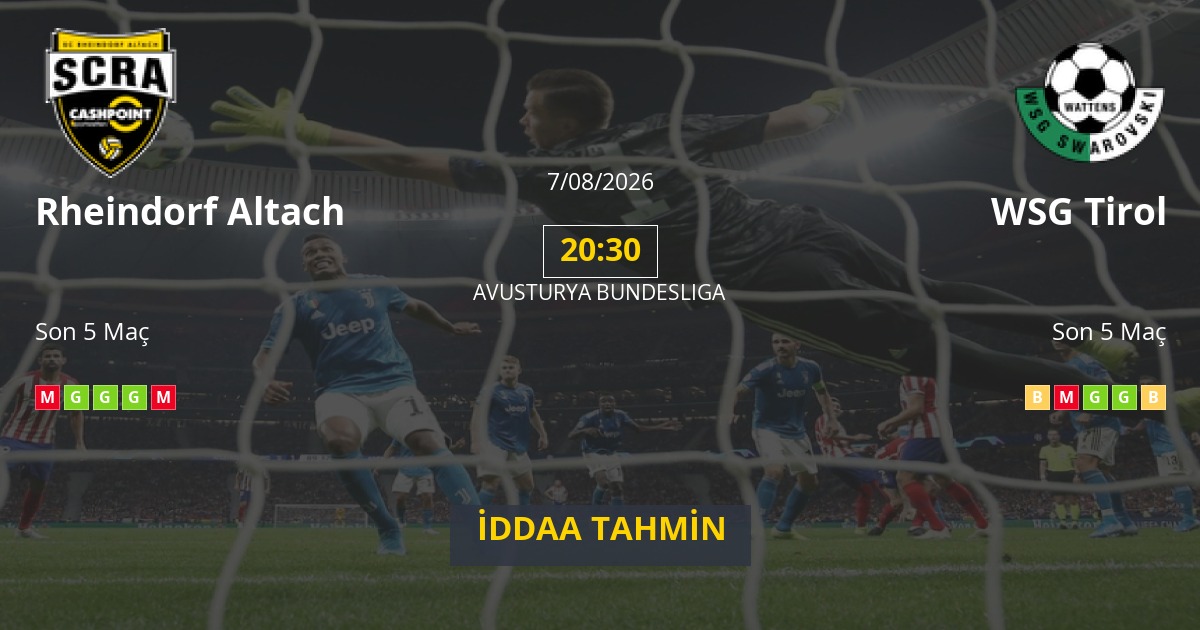 Rheindorf Altach WSG Tirol İddaa Maç Tahmini 07 Ağustos 2026