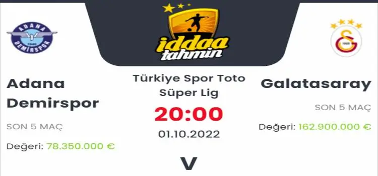Adana Demirspor Galatasaray İddaa Maç Tahmini 1 Ekim 2022