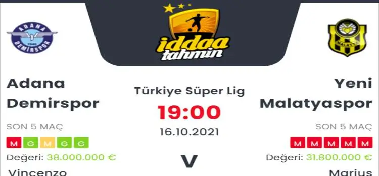 Adana Demirspor Yeni Malatyaspor İddaa Maç Tahmini 16 Ekim 2021