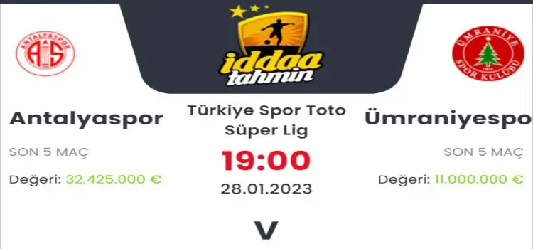Antalyaspor Ümraniyespor İddaa Maç Tahmini 28 Ocak 2023