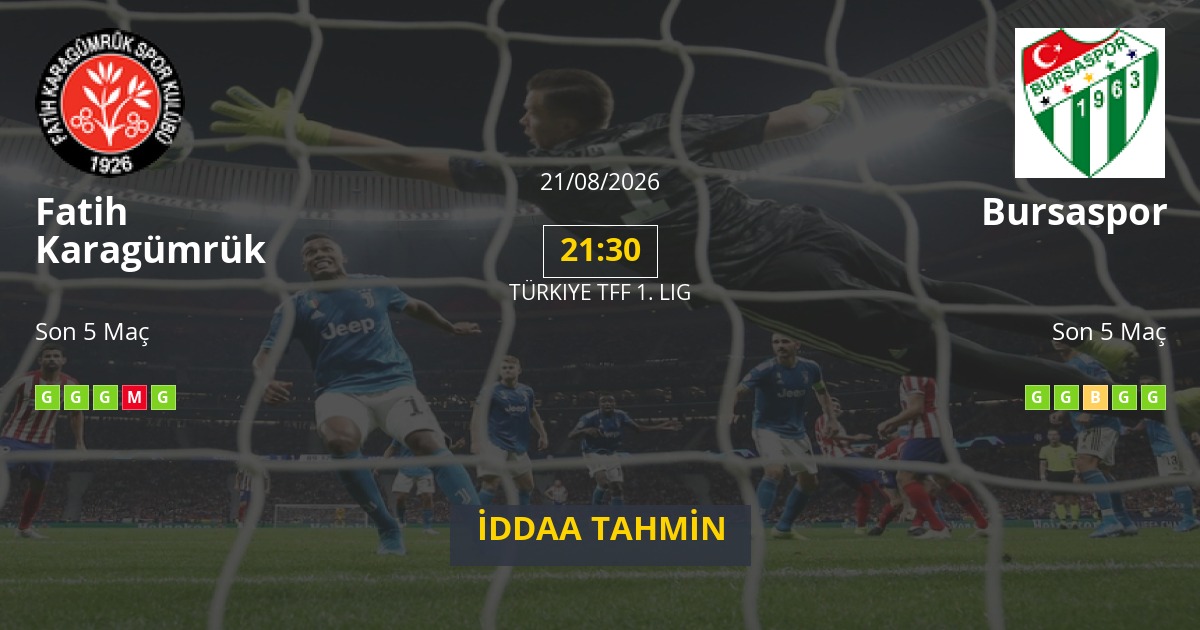 Fatih Karagümrük Bursaspor İddaa Maç Tahmini 21 Ağustos 2026