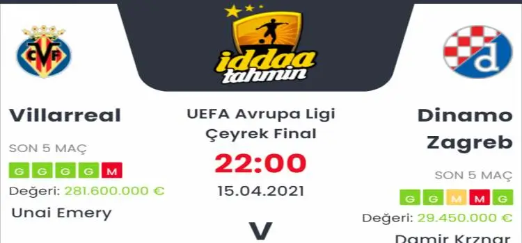 Villarreal Dinamo Zagreb İddaa Maç Tahmini 15 Nisan 2021