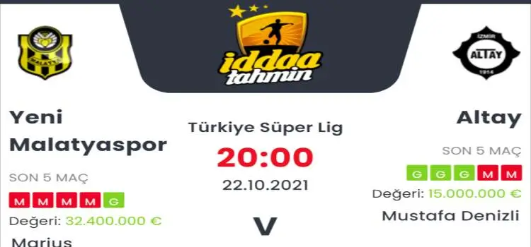 Yeni Malatyaspor Altay İddaa Maç Tahmini 22 Ekim 2021