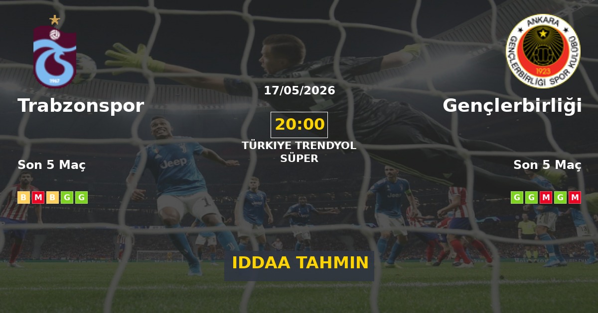 Trabzonspor Gençlerbirliği İddaa Maç Tahmini 17 Mayıs 2026