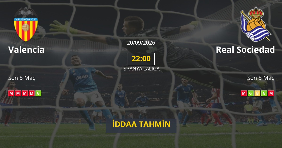Valencia Real Sociedad İddaa Maç Tahmini 20 Eylül 2026