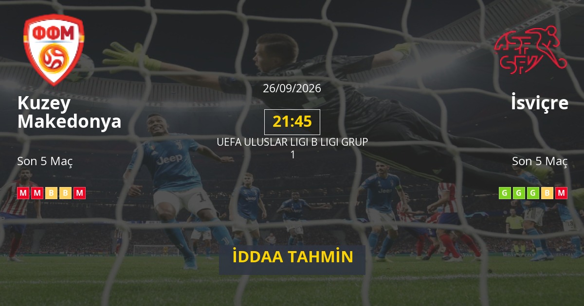 Kuzey Makedonya İsviçre İddaa Maç Tahmini 26 Eylül 2026