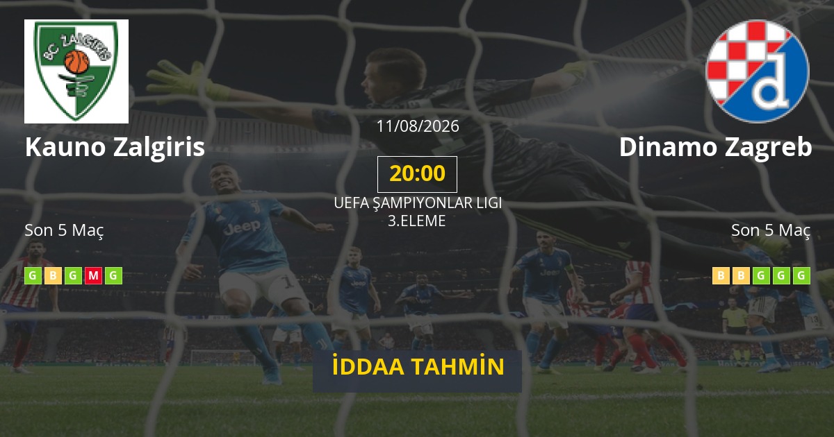 Kauno Zalgiris Dinamo Zagreb İddaa Maç Tahmini 11 Ağustos 2026