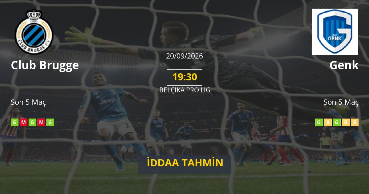 Club Brugge Genk İddaa Maç Tahmini 20 Eylül 2026
