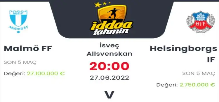 Malmö Helsingborgs İddaa Maç Tahmini 27 Haziran 2022