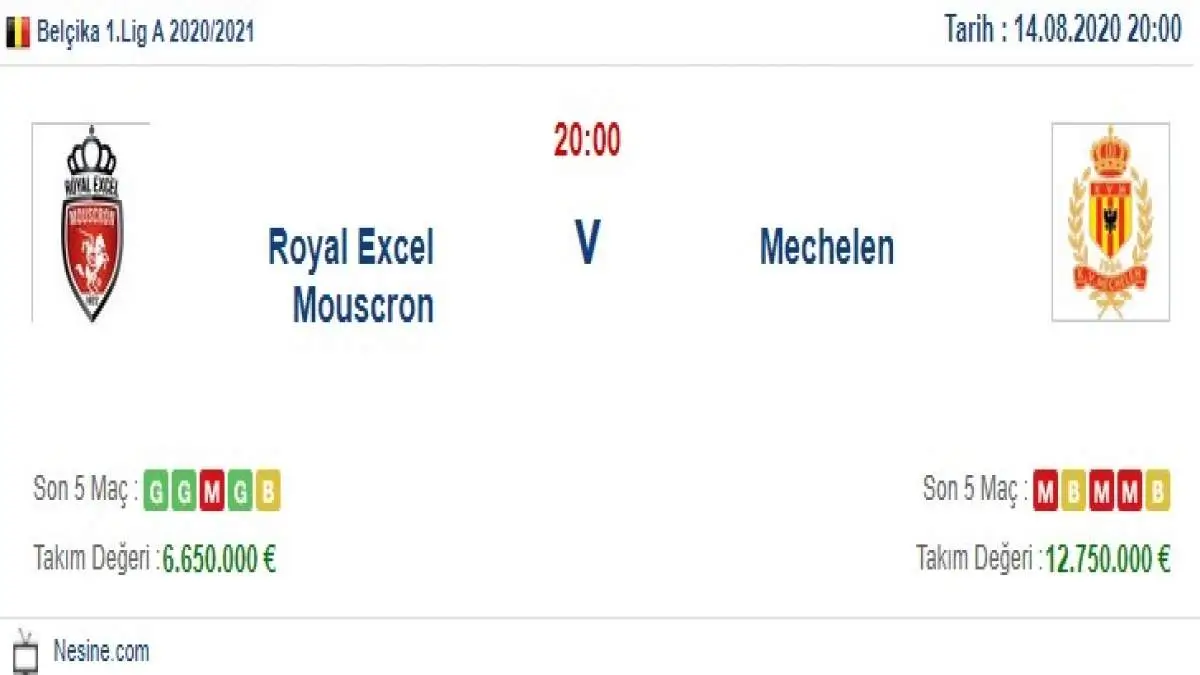 Mouscron Peruwelz Mechelen İddaa ve Maç Tahmini 14 Ağustos 2020