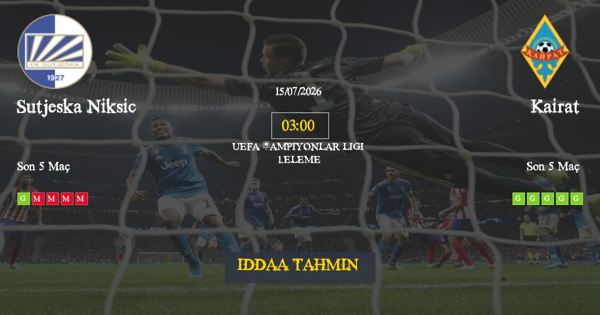 Sutjeska Niksic Kairat İddaa Maç Tahmini 15 Temmuz 2026