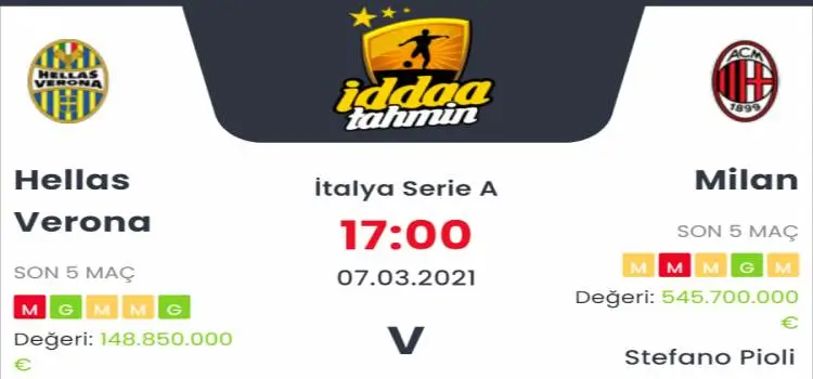 Hellas Verona Milan Maç Tahmini ve İddaa Tahminleri : 7 Mart 2021