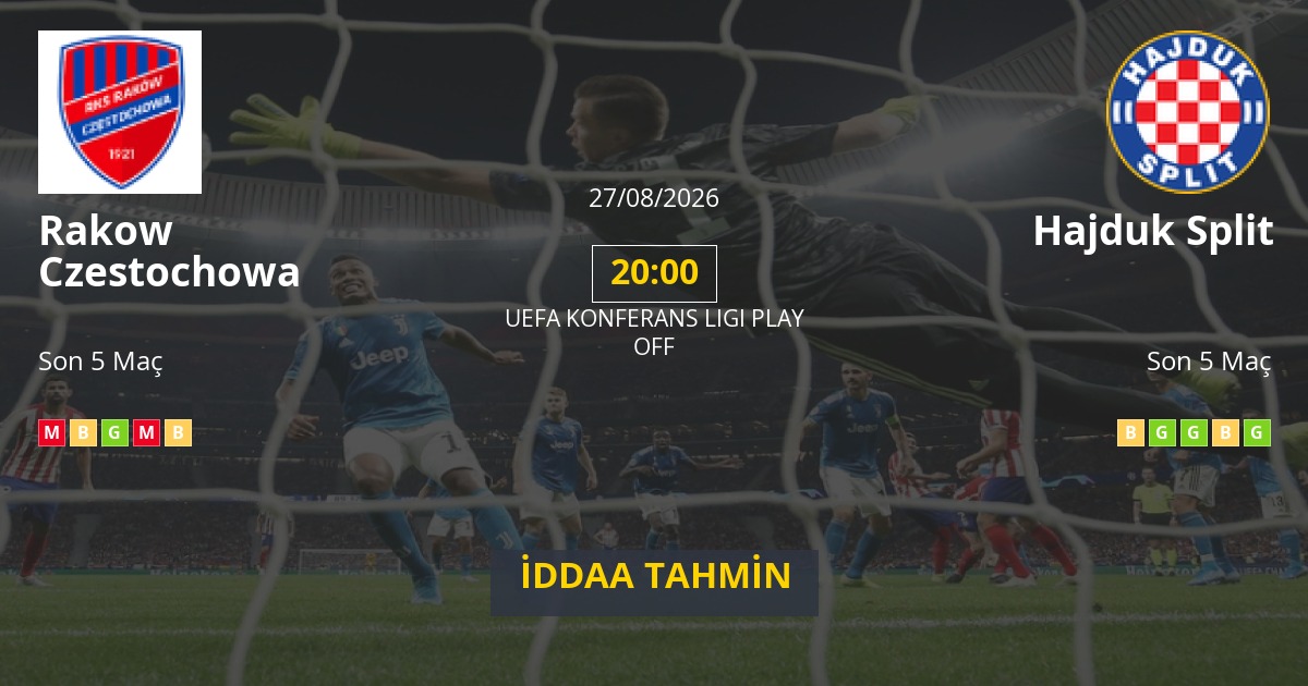 Rakow Czestochowa Hajduk Split İddaa Maç Tahmini 27 Ağustos 2026