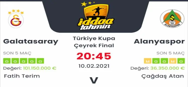 Galatasaray Alanyaspor Maç Tahmini ve İddaa Tahminleri : 10 Şubat 2021