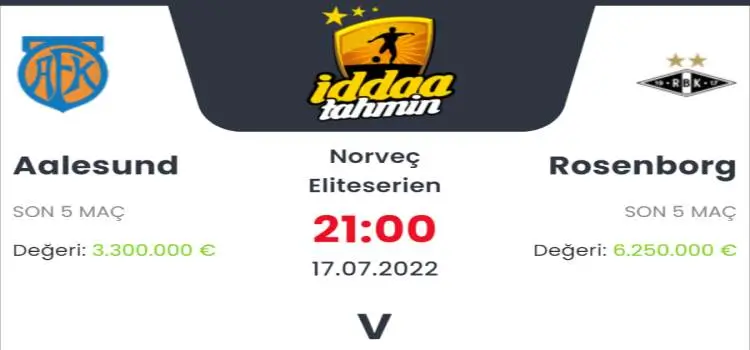 Aalesund Rosenborg İddaa Maç Tahmini 17 Temmuz 2022
