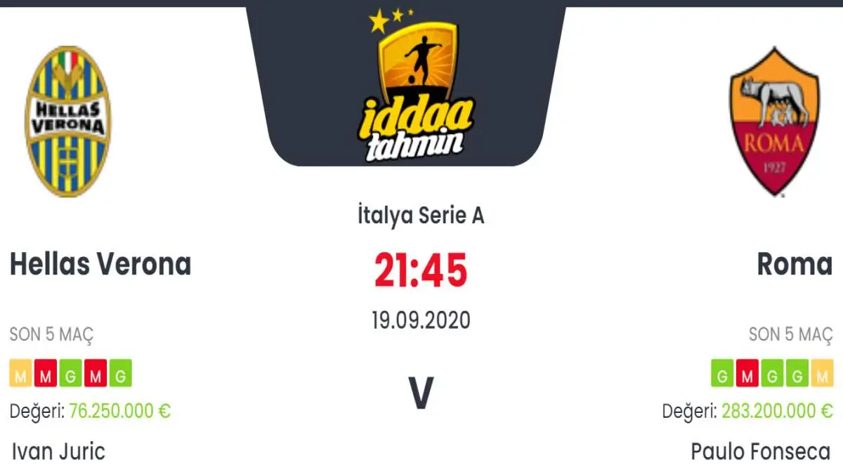 Hellas Verona Roma İddaa ve Maç Tahmini 19 Eylül 2020