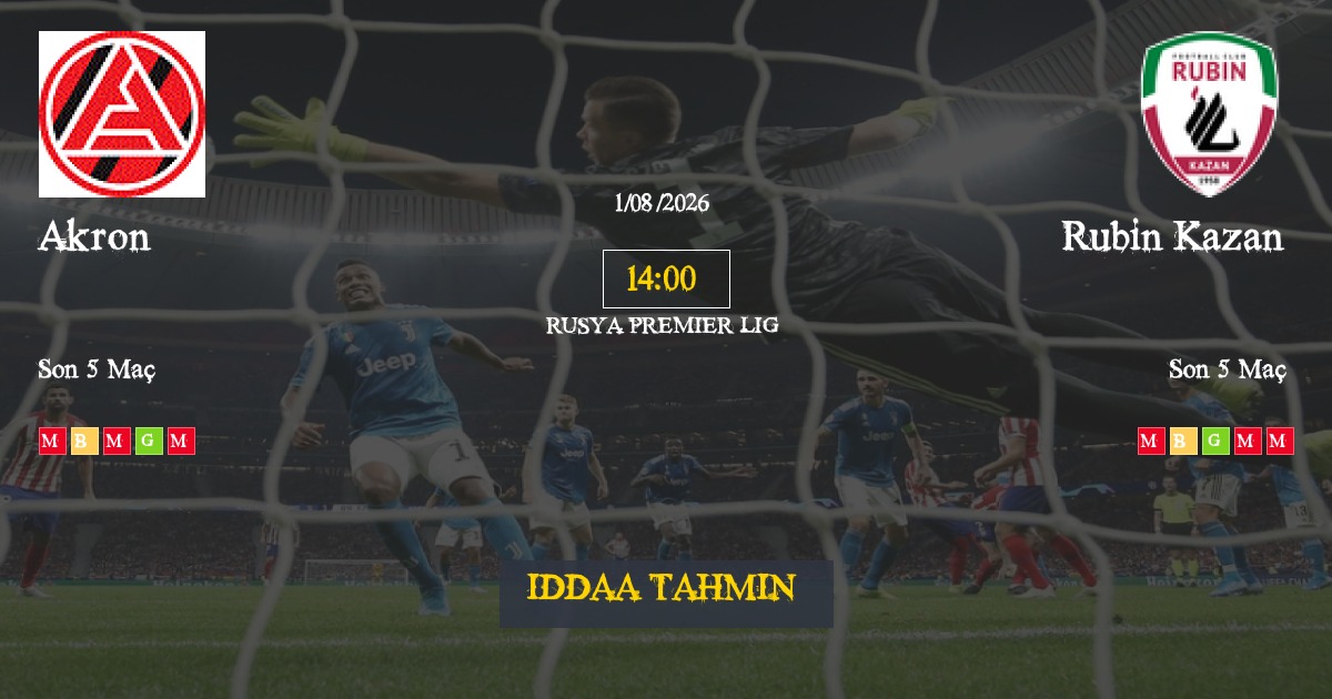 Akron Rubin Kazan İddaa Maç Tahmini 01 Ağustos 2026