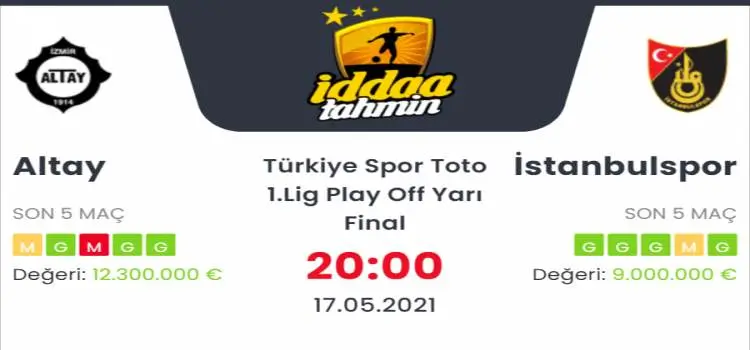 Altay İstanbulspor İddaa Maç Tahmini 17 Mayıs 2021
