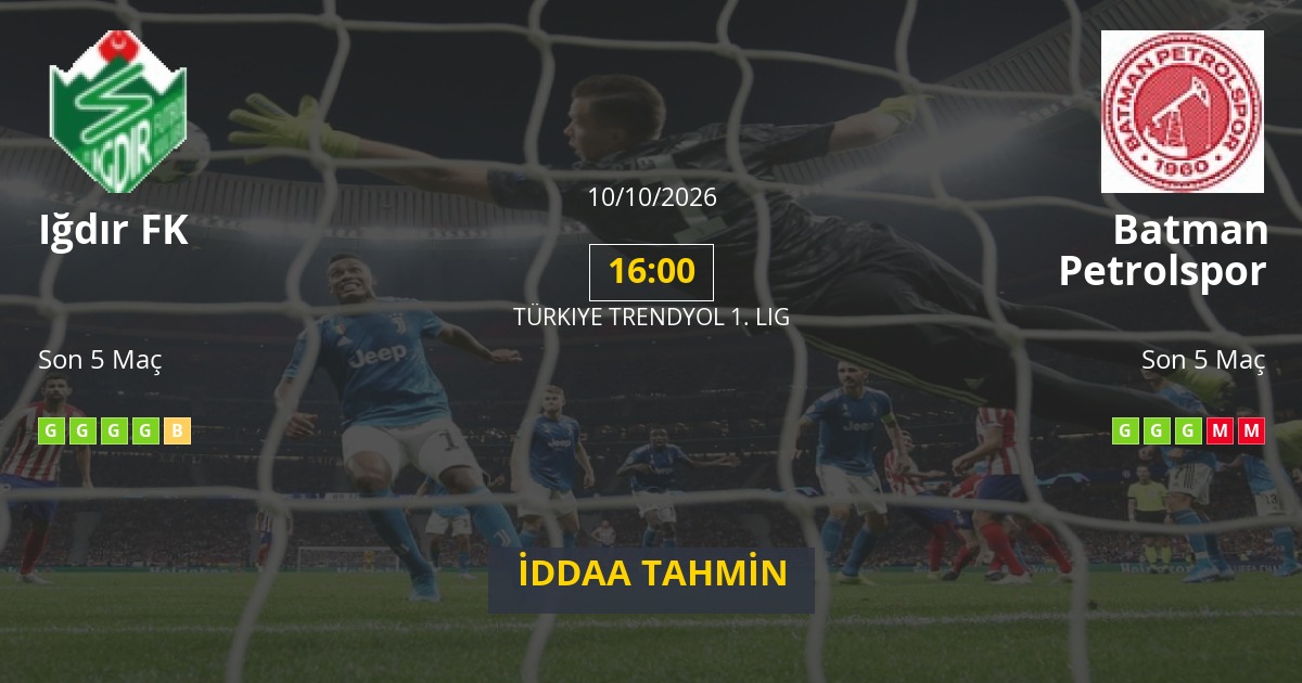 Iğdır FK Batman Petrolspor İddaa Maç Tahmini 10 Ekim 2026