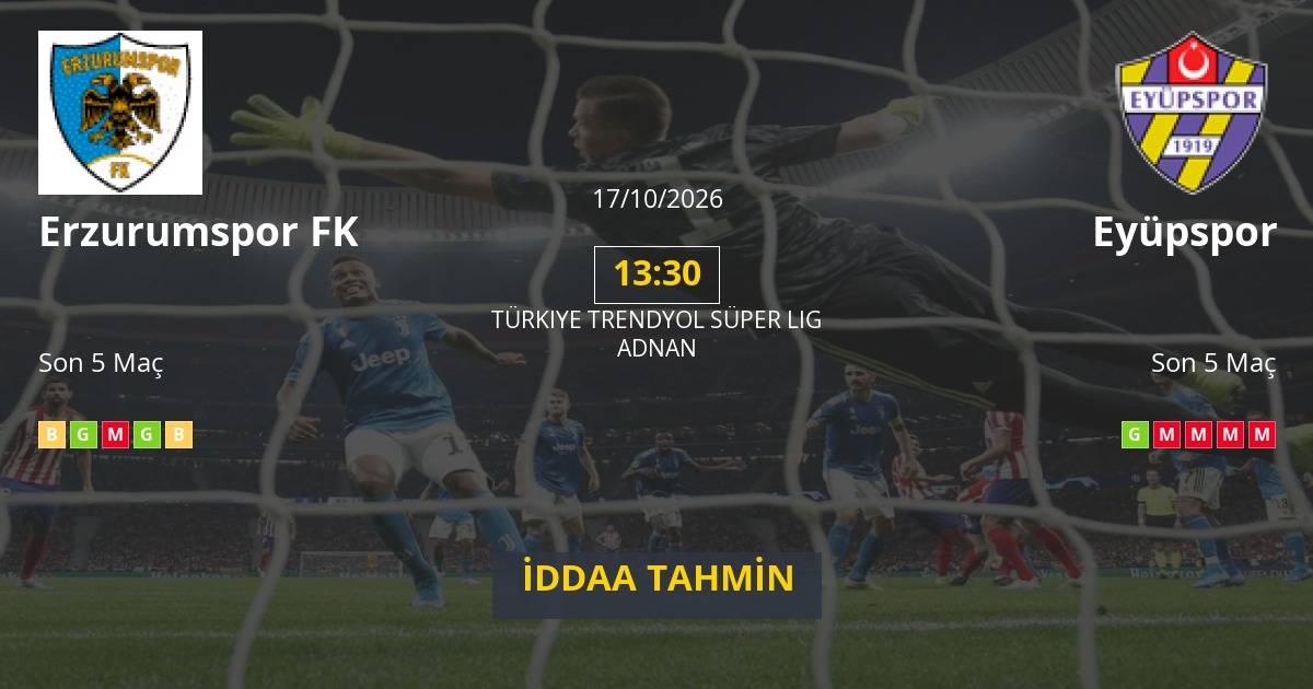 Erzurumspor FK Eyüpspor İddaa Maç Tahmini 17 Ekim 2026