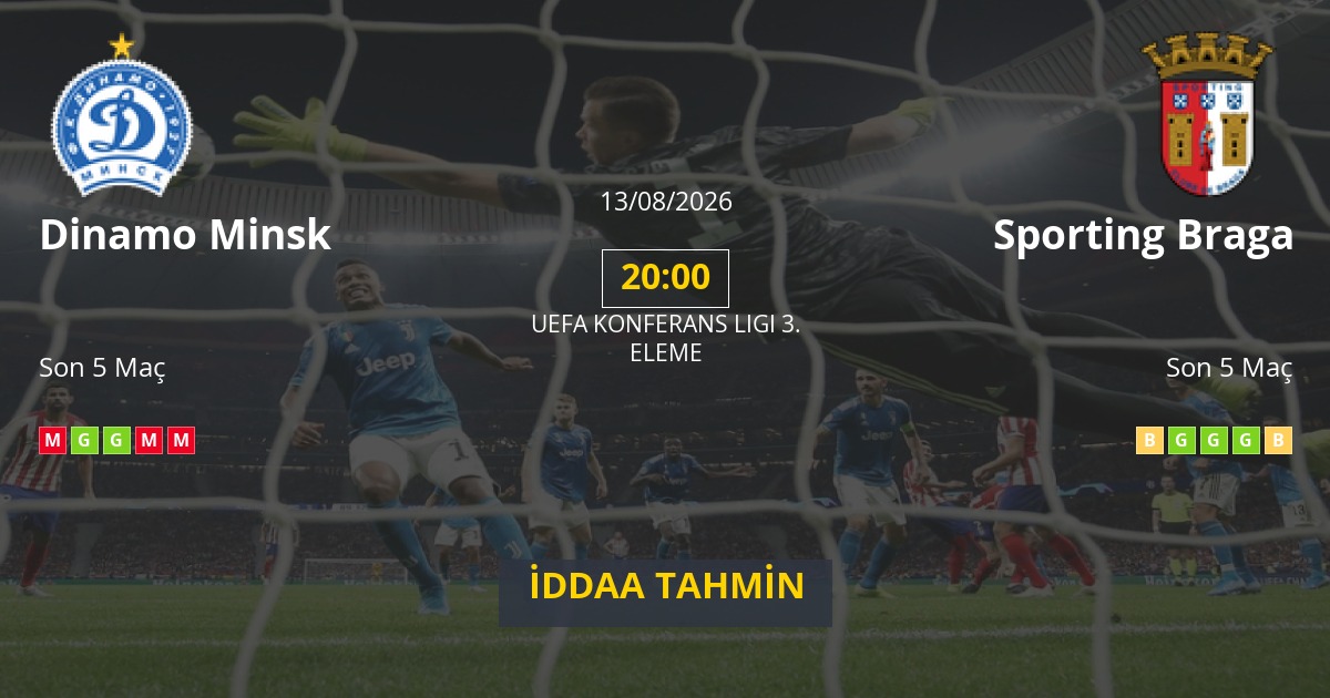 Dinamo Minsk Sporting Braga İddaa Maç Tahmini 13 Ağustos 2026