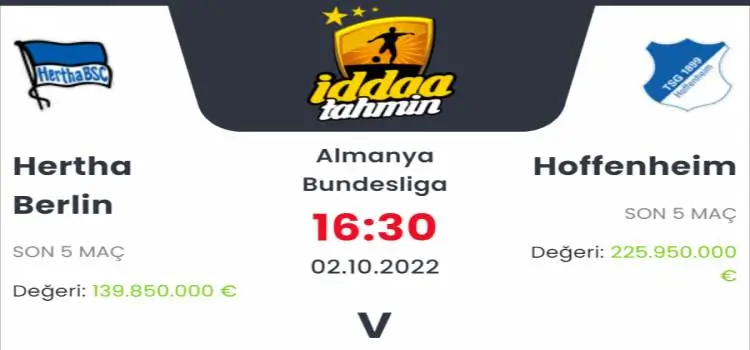 Hertha Berlin Hoffehneim İddaa Maç Tahmini 2 Ekim 2022