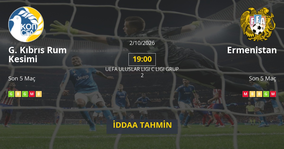 G. Kıbrıs Rum Kesimi Ermenistan İddaa Maç Tahmini 02 Ekim 2026