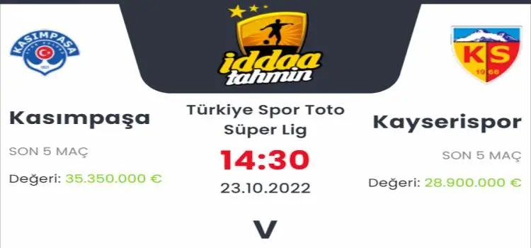 Kasımpaşa Kayserispor İddaa Maç Tahmini 23 Ekim 2022