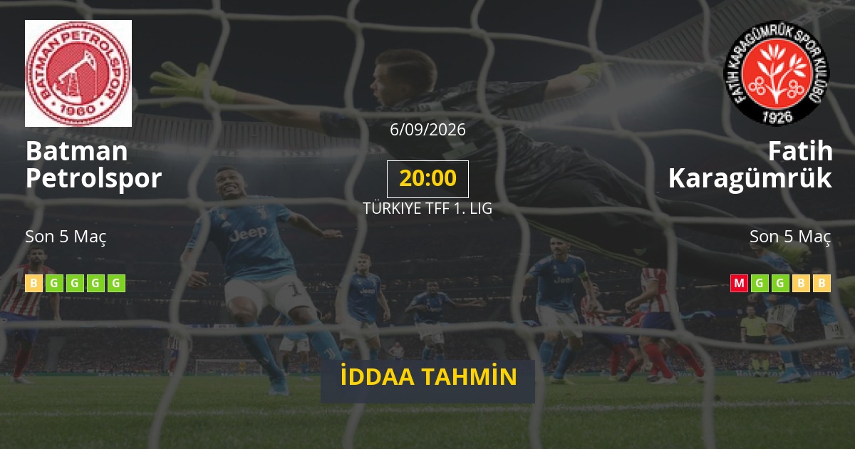 Batman Petrolspor Fatih Karagümrük İddaa Maç Tahmini 06 Eylül 2026