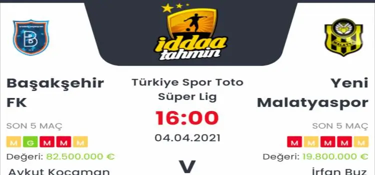 Başakşehir Yeni Malatyaspor İddaa Maç Tahmini 4 Nisan 2021