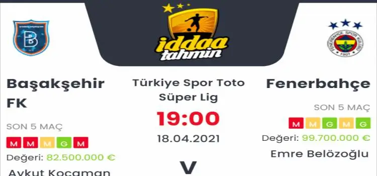 Başakşehir Fenerbahçe İddaa Maç Tahmini 18 Nisan 2021