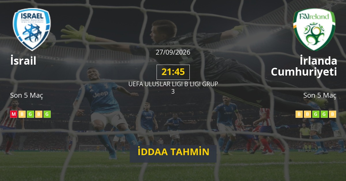 İsrail İrlanda Cumhuriyeti İddaa Maç Tahmini 27 Eylül 2026
